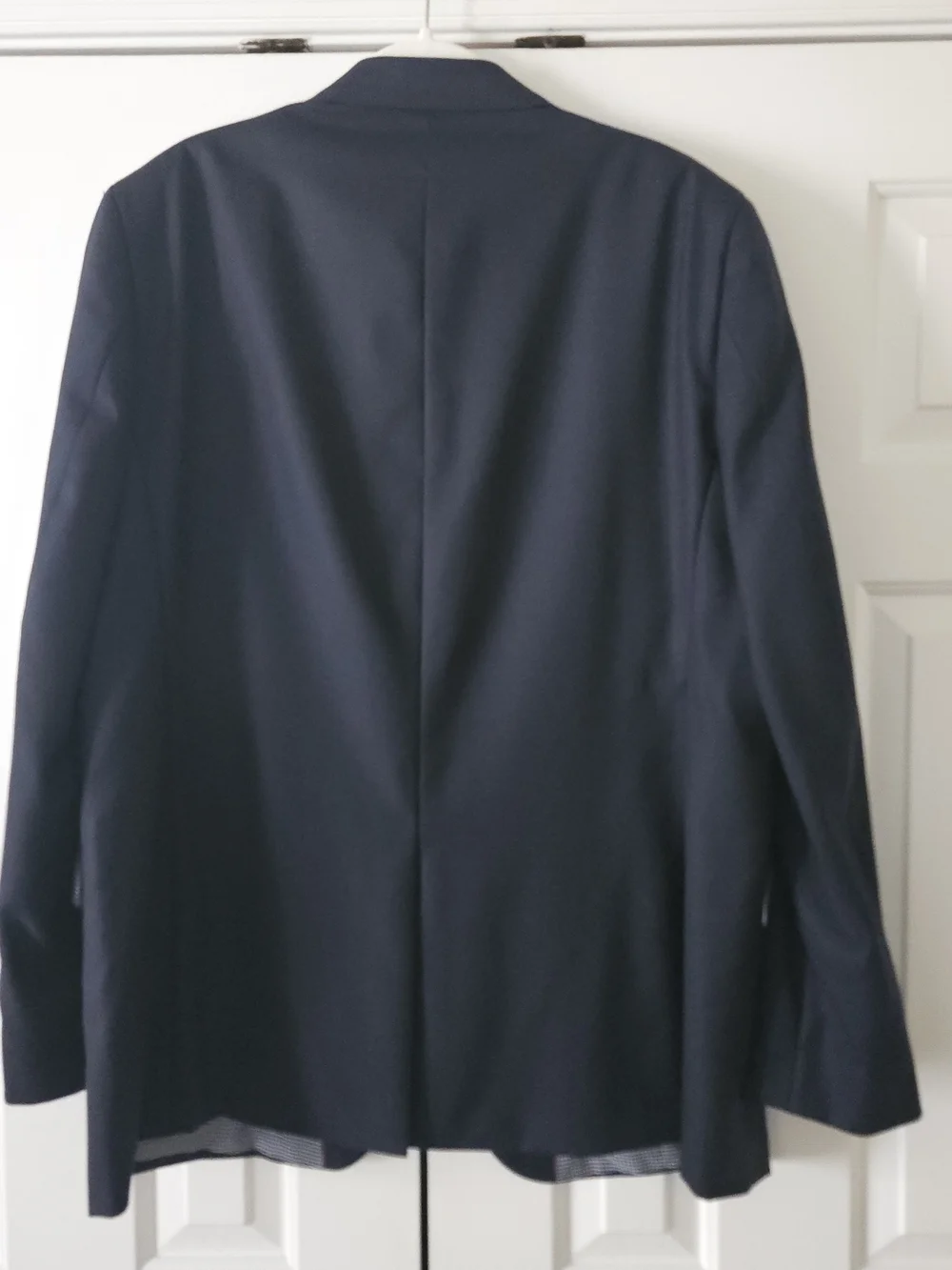 Stafford Men's Navy Solid 100% Wool Blazer Suit Jacket 2-Button Gold Button 48L